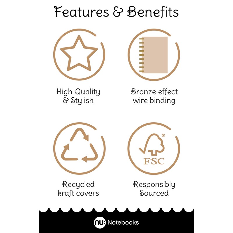 nu: Notebooks - Kraft Range - Manilla Wire Bound A5