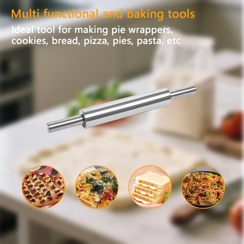REDANT 17-Inch 18/8 Stainless Steel Rolling Pin - Metal Dough