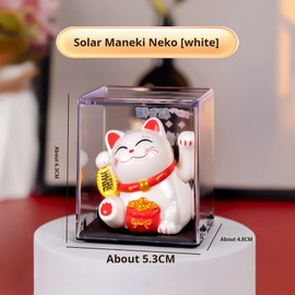 HKwroadrid Lucky Cat Waving Arm – Traditional Chinese Feng Shui Maneki Neko, for Car, Business Premises, Offices, and House – an Auspicious Charm for Good Fortune and Luck(White)