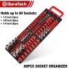 DURATECH 80-Piece Portable Socket Organizer 1/4", 3/8", 1/2" Drive with
