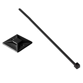 Hellermann Tyton 50 Pack Cable Tie 4" Long & Adhesive Cable Tie Mount - UL Rated 18lb Tensile Strength - Black