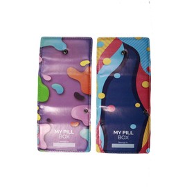 Weekly Pill Box Organizer, 8 Compartments, Portable Travel Pill Case, Folding Cover to Hold Medication, Supplements - Kids/Teen Bright