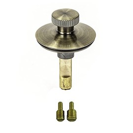 PF WaterWorks Bathtub Includes Fittings Universal Lift n Turn (Twist Close) Bath Tub Drain Stopper-(3/8" or 5/16") -Antique Brass, No Hair Catcher, 24 PF0950-AB-LT-S