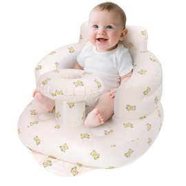 AirSwim Inflatable Baby Seat with Tray, Inflatable Baby Chair for Babies from 3 Months, Summer Blow Up Chair with Built-in Air Pump, Infant Floor Seats for Learning to Sit, Palying, Camping, Bear