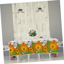 VILLFUL 2pcs Animal Printed Peva Tablecloth Oil-Resistant Washable Jungle Tablecloth for