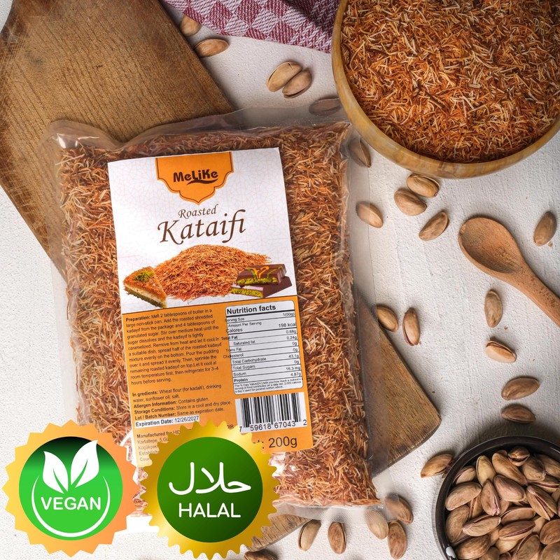 MELIKE Kataifi, Premium Roasted Kataifi, Toasted Kataifi Shredded Fillo Dough,