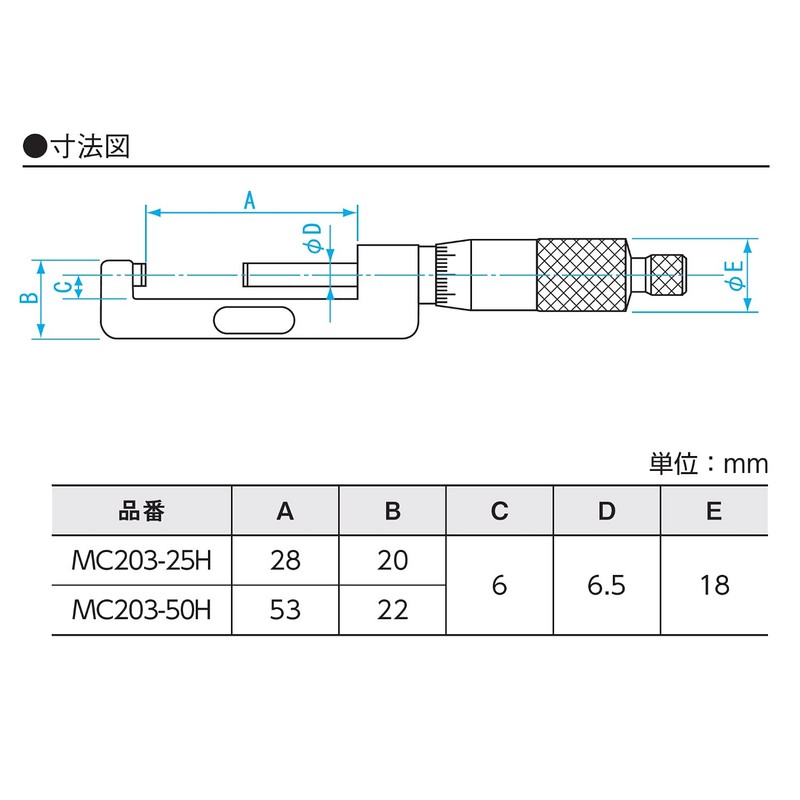 新潟精機 SK ハブマイクロメーター 0-25mm MC203-25H