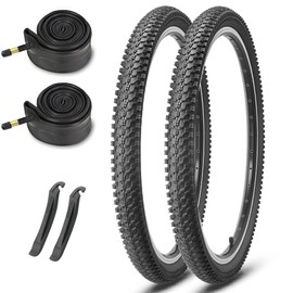 MOHEGIA 26 Inch Bike Tire Replacement Kit for Mountain Bike Tires 26 X 1.95 with Inner Tubes and Tire Levers (2 Packs)