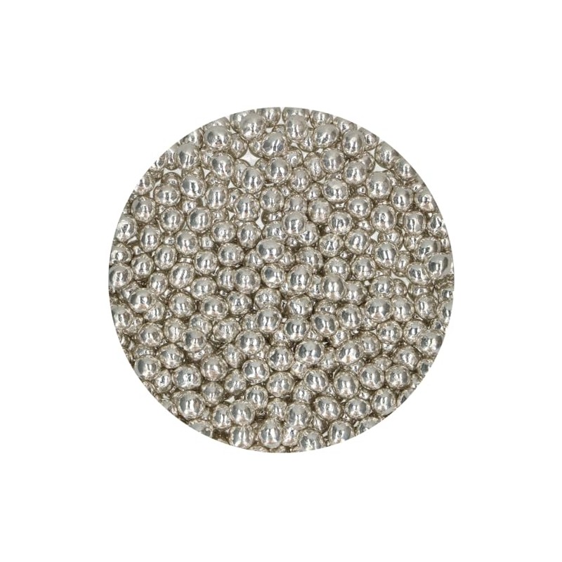 FunCakes Crispy Choco Pearls - Metallic Silver, Argento - Decorazioni