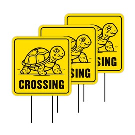 Voila Print Pack of 3 Turtle Crossing Yard Sign - Coroplast Turtle Warning Sign, Turtle Xing Sign, Caution Turtle Crossing Yard Sign with Stakes, VP5662