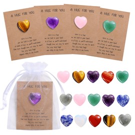 JOVIVI Healing Crystals Gifts 24pcs Love Heart Crystals Gifts for Women Her Anniversary, Heart Pocket Palm Crystals and Gemstones Healing Stones for Anxiety Stress Relief Spiritual Gifts