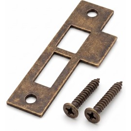 3-1/2" Antique Brass Door Strike Plate Latch for Mortise, Striker, Keeper, Replacement, Solid Brass, 3.5"