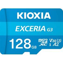 KIOXIA MicroSDXC 128GB EXCERIA G3 UHS-I U3 V30 4K UltraHD Compatible R:160MB/s W: 50MB/s A2 Compatible SD Converter Adapter Included LMEX3L128GG2