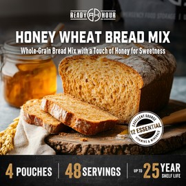 Ready Hour Honey Wheat Bread Mix Case Pack (48 Servings), Freeze-Dried Bread Mix, Honey Wheat Mix, Bulk Baking Mix, Survival Bread Kit, Emergency Baking Supply, Prepper Pantry Essentials, Disaster Food Storage, Long Shelf Life Food