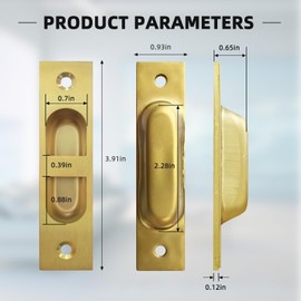 Fihatokus 4 Inch Pocket Door Edge Pull, 304 Stainless Steel Flush Edge Handle，Pocket Door Hardware,Gold-1 Pack
