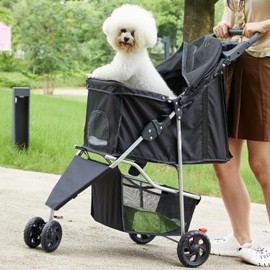 Pet Stroller for Dogs and Cats Foldable,Lightweight, and Durable Ideal for Small to Medium Pets Includes Storage Basket