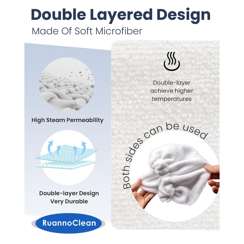 RuannoClean Steam Cleaner Accessories, Large Bonnets Rectangle Compatible with Dupray