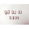 24 pcs Cat Eye Nail Crystal, Medium Length, Fashionable Nail
