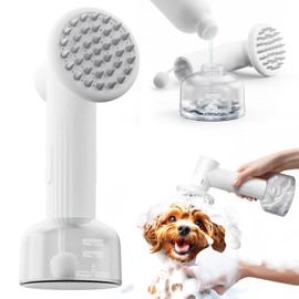 uahpet Automatic Foaming Pet Brush, Rechargeable & IPX7 Waterproof Dog Scrubber with Soft Silicone, One-Button Deep Cleaning Dog Bath Brush for Short and Long Haired Pet