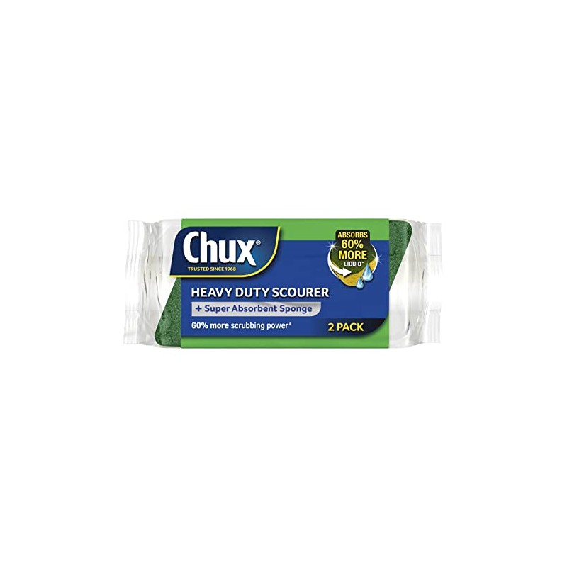 Chux Heavy Duty Scourer Scrub with Super Absorbent Plant-Based Sponge