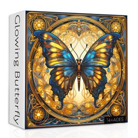 Vintage Butterfly Puzzles for Adults 1000 Pieces, Stained Glass Butterflies Jigsaw Puzzles, Retro Animal Challenging Puzzle as Butterfly Decor