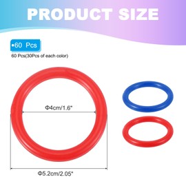 PATIKIL 2" Plastic Ring-Toss Rings for Bottles, 60 Pack Carnival Rings Plastic Hoops for Speed and Agility Practice Outdoor Party Favor, Red/Blue