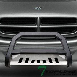 TLAPS 7422440745755 Compatible with 1997-2004 Dodge Dakota / 1998-2003 Durango Matte Black AVT Style Bull Bar Guard with Stainless Skid Plate