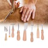 Leather Working Tools Set Log Color Curved Handle DIY Hand