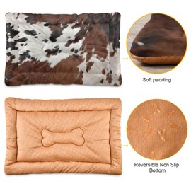 Kigai Cow Print Dog Bed Machine Washable Pet Bed Mattress Comfortable Soft Pet Bed Mat Non-Slip Bottom Couch for Small Medium Dogs,24x18 Inch
