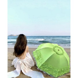WENDIN Vintage Foldable Lace Parasol Gothic Umbrella rain Anti-uv Protection lace parasol sunblock umbrella dome Photo Props girls parasol umbrella women lace umbrella (Manual Green)
