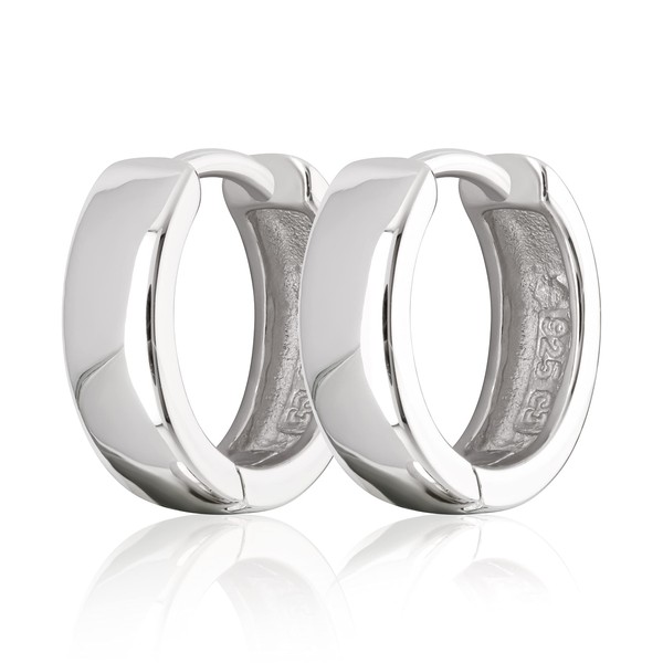 NKlaus Pair Diameter 13 mm 925 Sterling Silver Hinged Hoop