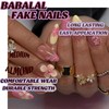 BABALAL Press on Nails Medium Almond Fake Nails Pink Yellow