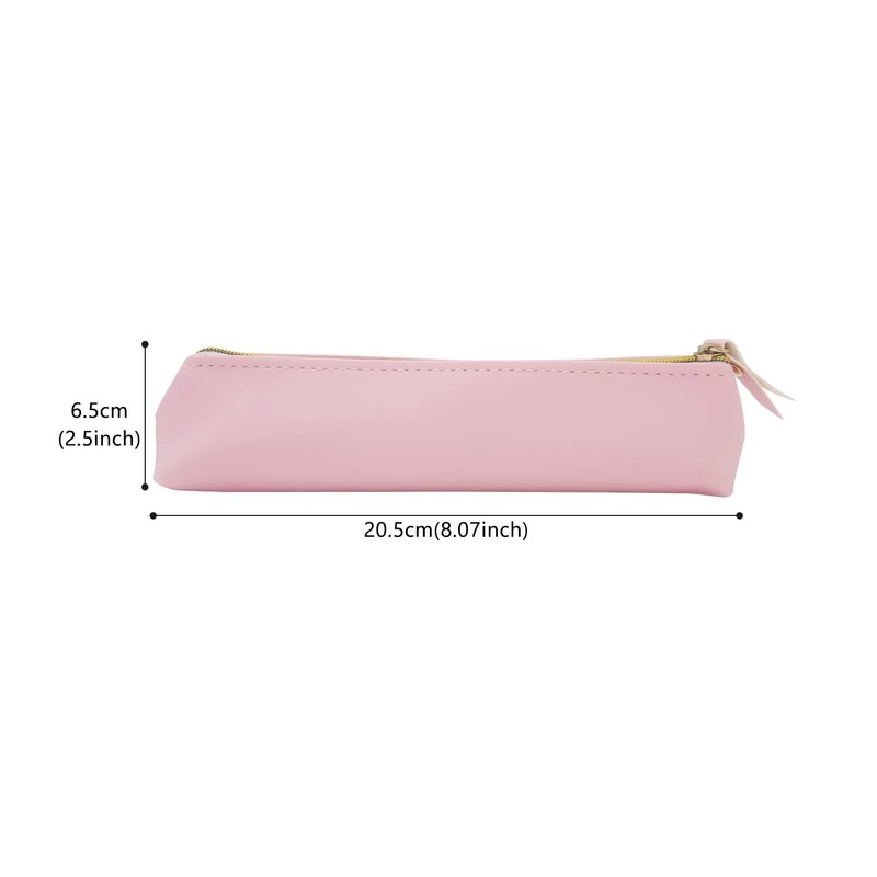 ALLY-MAGIC Leather Pencil Case Coloured Slim Pencil Case with Metallic
