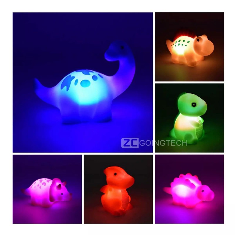 Zcgoingtech 6pzs Juguetes De Baño Bebe Dinosaurios Iluminados Con Sensor