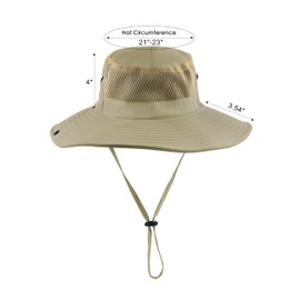Mukeyo - Sombrero de malla para mujer, con ala ancha, protección UV, UPF50, plegable, para verano, viajes, playa, pesca, Caqui, One Size