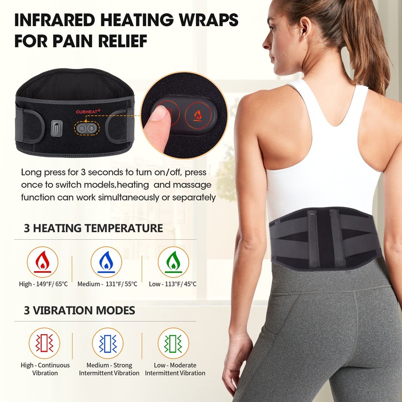 CUEHEAT Heated Waist Belt, Cordless Heating Pad for Low Back,