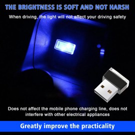 Ouzorp 2 Pcs Mini USB LED Light, Car LED Interior Lighting DC 5V Smart USB LED Atmosphere Light Laptop Keyboard Light Home Office Decoration Night Lamp,blue