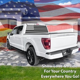 BOGAR TECH DESIGNS Precut Rear Windshield American Flag Vinyl Decal Sticker Compatible with Ford F-150 F150 2015-2025, Matte Black