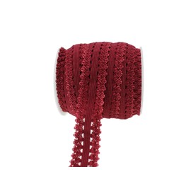 PAMIR TONG Frilly Elastic Headbands Picot Edge Stretch Lace Soft Elastic Ribbon Webbing Lace Trim Baby Elastic Headbands for Sewing and DIY Crafts 16 Yards 3/4''inch (Maroon)