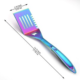 Evanda BBQ Spatula, Colorful Titanium Plating Stainless Steel Pancake Turner, Handle Heat Resistant and No Melt, Great for Outdoor BBQ, Teppanyaki, Camping