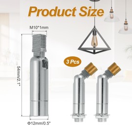 sourcing map Sloped Ceiling Adapter, 180/350 Degree 38x24mm M10 Fine Thread Sloped Ceiling Light Fixture Adapter Kit for Ceiling Pendant Light Chandelier Track Suspend(Silver, Pack of 3)