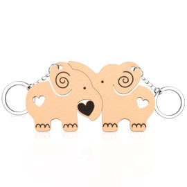 MOOGEEN Couple Keychain Matching Keychains Gifts For Boyfriend Cute Keychain Couples Unique Gifts Wooden Elephant Couples Keychain