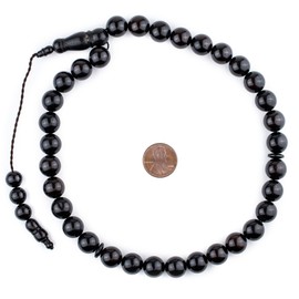 33 Black Round Wooden Arabian Prayer Beads (12mm), Islamic Tasbih, Ramadan Gift, Quality Middle Eastern Beads - The Bead Chest