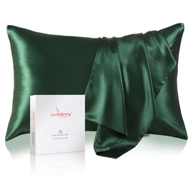 LOOMBERRY 100% Natural 22 Momme Pure Mulberry Silk Pillowcase for Hair and Skin Both Sides 22 Momme Highest Grade 6A with Hidden Zipper (Dark Green, Standard (50x66CM))