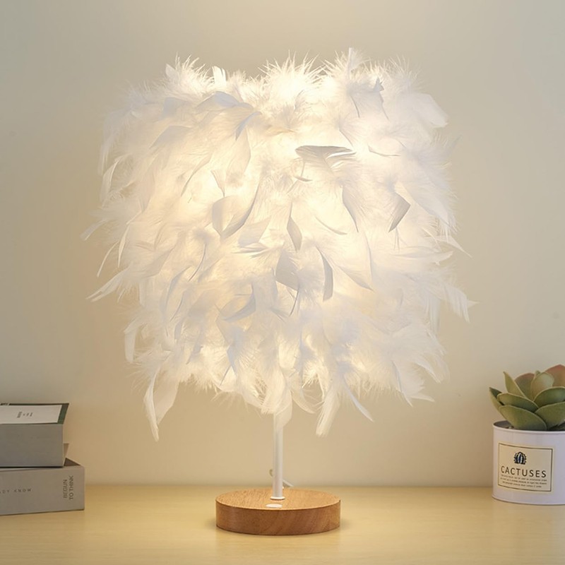 Meichoon Feather Table Lamp USB Plug-in LED Decorative Ambient Night