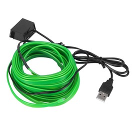 X AUTOHAUX 5 Meter/16ft Interior USB Neon EL Wire String Strip Green Cold Light Glow String Strip Set for Car Decoration