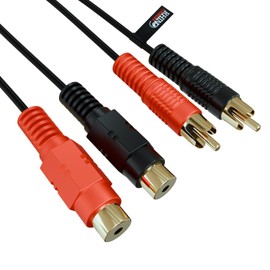 rhinocables 2 RCA Phono Extension Male Plug to Female Socket Stereo Audio Extender for Hi-Fi, DJ, Speakers, Home Theatre, HDTV, Amp '10m'