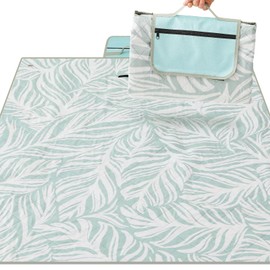 WOODEN TEETHER Outdoor Picnic Blankets Extra Large 79"x79" Travel Portable Beach Blanket 3-Layer Foldable Lightweight Waterproof Picnic Mat for Beach Camping Hiking Park Patio