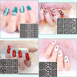 144Pcs Nail Vinyls Nail Art Stencil Sticker Set, 72 Designs of French Nail Airbrush Stencils, Acrylic Hollow Dual-use Nail Art Stickers DIY Manicure Decorative Supplies