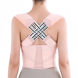 QFE Back Brace Posture Corrector for Women (Pink, Medium)